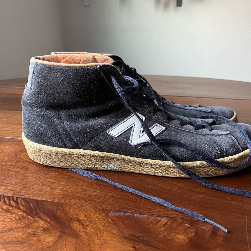New Balance 891 high-top sneaker in navy blue suede